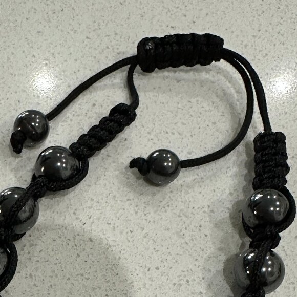 Men's Adjustable Hematite Bead Bracelet or Anklet - Picture 2 of 4